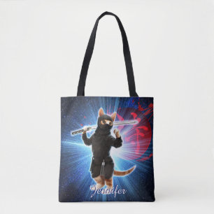 Ninja Cat in de ruimte. Tote Bag