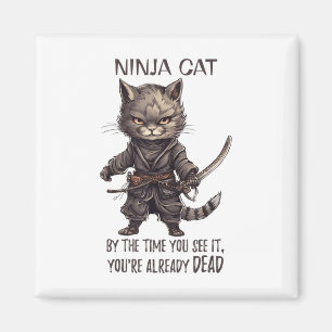 Ninja Cat, Japanse Samurai Kawaii Cat Tattoo Funn Magneet