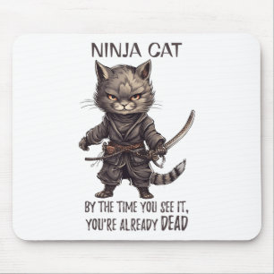 Ninja Cat, Japanse Samurai Kawaii Cat Tattoo Funn Muismat