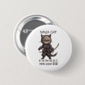 Ninja Cat, Japanse Samurai Kawaii Cat Tattoo Funn Ronde Button 5,7 Cm (Voorkant /achterkant)