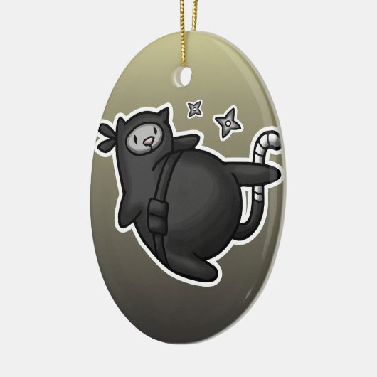 Ninja Cat Keramisch Ornament (Links)