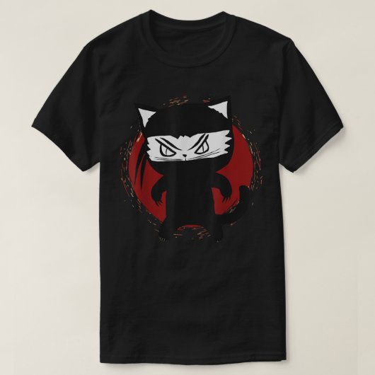 Ninja Cat Night Kat Shadow Kitten T-shirt (Design voorkant)