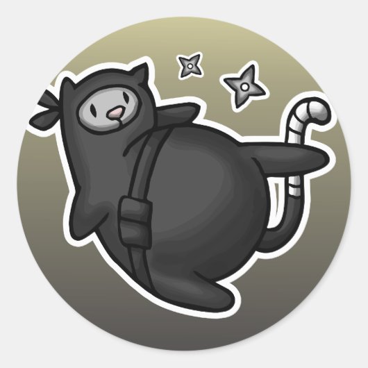 Ninja Cat Ronde Sticker (Voorkant)