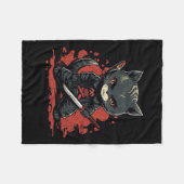 Ninja Cat Samurai Kat Fleece Deken (Voorkant (Horizontaal))