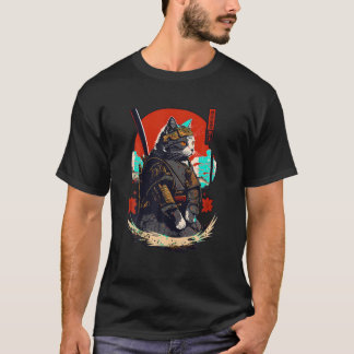 Ninja Cat Samurai Kitten Retro Japanse krijger Ka T-shirt