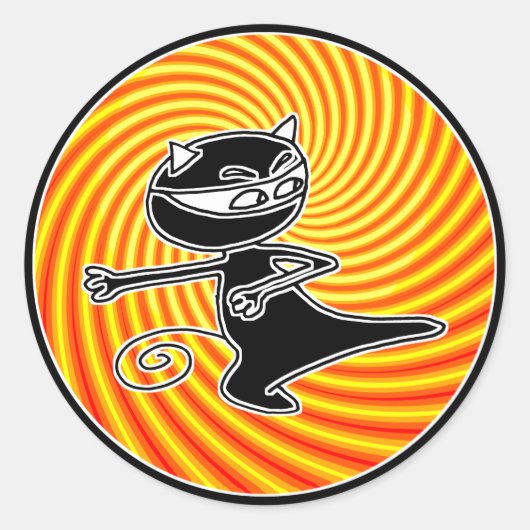 Ninja Cat Seal Ronde Sticker (Voorkant)