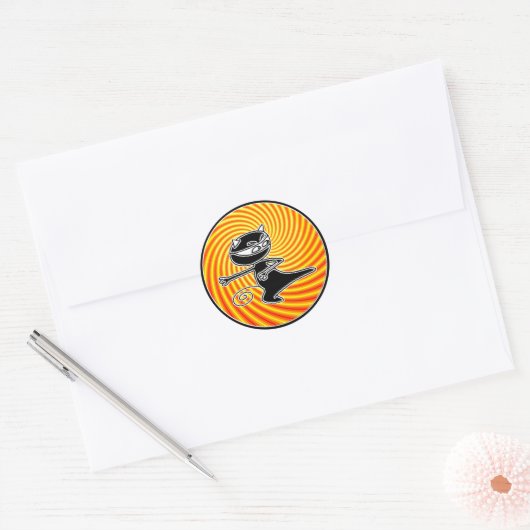 Ninja Cat Seal Ronde Sticker (Envelop)