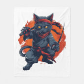 Ninja Cat Stealth Fleece Deken (Voorkant)