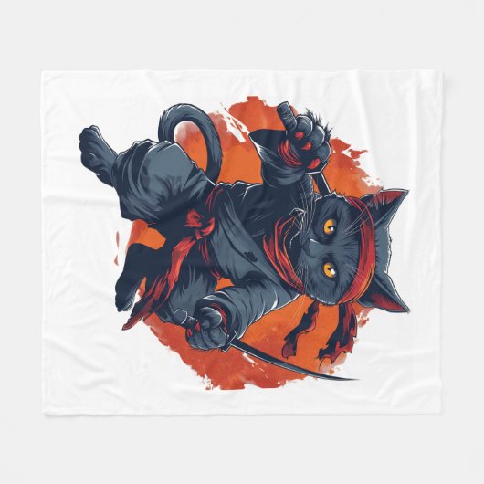 Ninja Cat Stealth Fleece Deken (Voorkant (Horizontaal))
