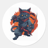Ninja Cat Stealth Ronde Sticker (Voorkant)