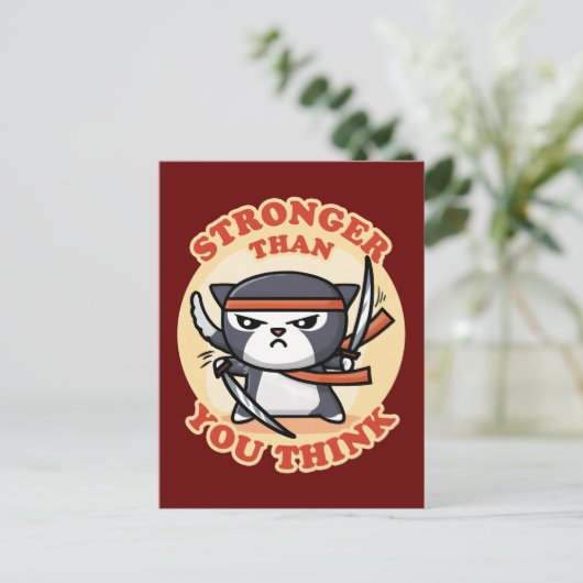 Ninja Cat | Sterker dan je denkt Briefkaart (Staand voorkant)