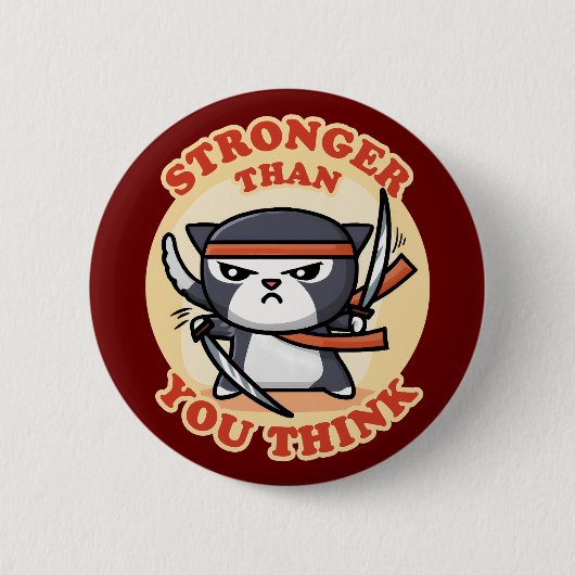 Ninja Cat | Sterker dan je denkt Ronde Button 5,7 Cm (Voorkant)