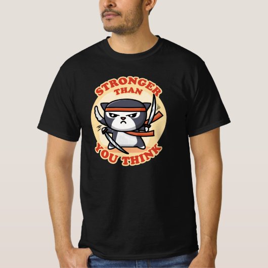 Ninja Cat | Sterker dan je denkt T-shirt (Voorkant)