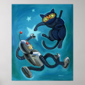 Ninja cat versus Robot Poster (Voorkant)