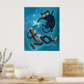 Ninja cat versus Robot Poster (Keuken)