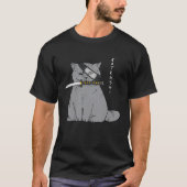 Ninja Cat with Samurai Sword in Mouth T-shirt (Voorkant)