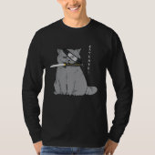 Ninja Cat with Samurai Sword in Mouth T-shirt (Voorkant)