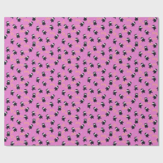 Ninja Cats met Star Power op roze Cadeaupapier (Vlak)