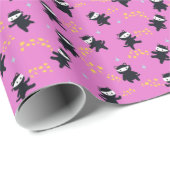 Ninja Cats met Star Power op roze Cadeaupapier (Rol Hoek)