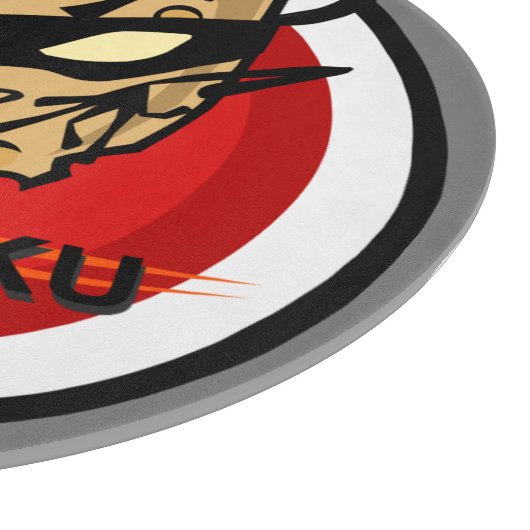 NINJA CHEESE MET NUNCHUCKS ROUND CUTTING BOARD SNIJPLANK (Hoek)