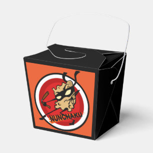 NINJA CHEEST MET NUNCHUCKS NEEMT EEN FAVOR BOX UIT BEDANKDOOSJES