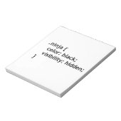 Ninja-code, script notitieblok (Linkerzijde)