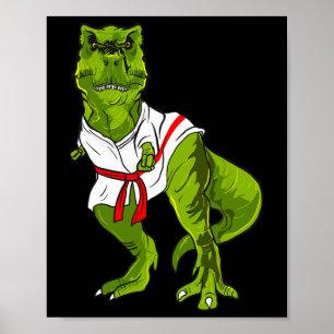 Ninja Dinosaur Vechtkunst Grappige Judo Karate Din Poster
