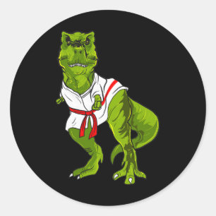 Ninja Dinosaur Vechtkunst Grappige Judo Karate Din Ronde Sticker
