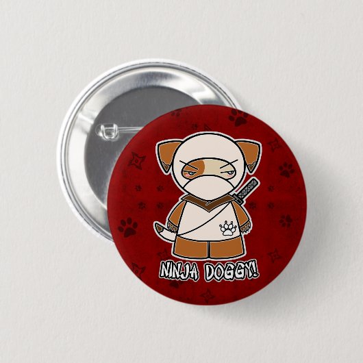 Ninja Doggy! In rode Button (Voorkant /achterkant)