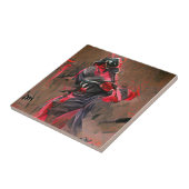 Ninja doodgrafische abstracte kunst tegeltje (Zijkant)