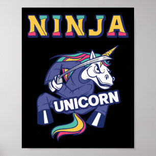 Ninja Eenhoorn Karate Eenhoorn Kickboksen Vechtkun Poster