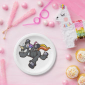 ninja eenhoorn running angry cartoon papieren bordje (Feest)