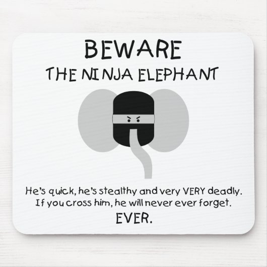 Ninja Elephant. Muismat (Voorkant)