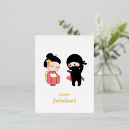 Ninja en Geisha Happy Valentijn Folie Feestdagen Briefkaart