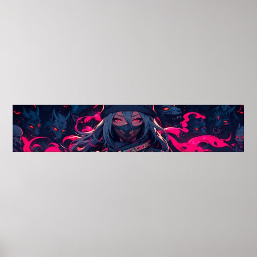Ninja en haar wolven anime kunst poster (Voorkant)