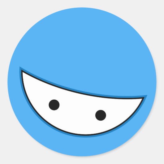 Ninja Face (blauw) Ronde Sticker (Voorkant)