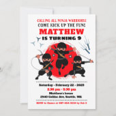 Ninja feestje verjaardagsuitnodiging, Karate Kaart (Voorkant)