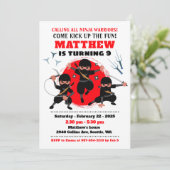 Ninja feestje verjaardagsuitnodiging, Karate Kaart (Staand voorkant)