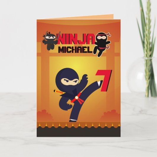 NINJA Film Ster Strijdende Trapper Karate Kids Kaart (Voorkant)