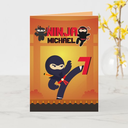 NINJA Film Ster Strijdende Trapper Karate Kids Kaart (Gele Bloem)