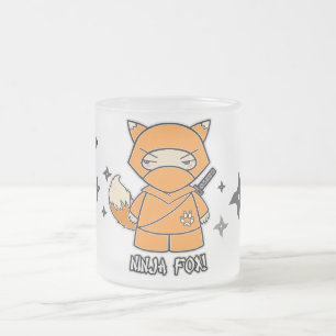 Ninja Fox! Met Shurikens-Mok Matglas Koffiemok