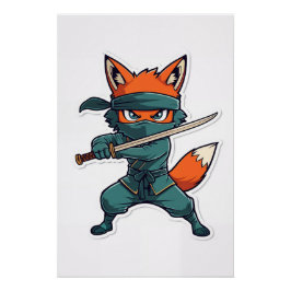 Ninja Fox Poster – Mooie Vos Kinderen Muur Kunst