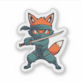 Ninja Fox Sticker – Cute Vos Vinyl Decal (Voorkant)