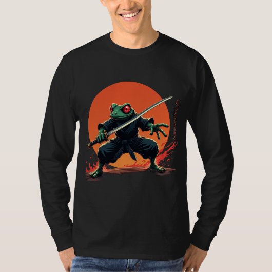 Ninja Frog Warrior - Samurai Katana Anime Fighter T-shirt (Voorkant)