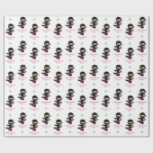 Ninja Gift Wrap Girl Pink Black Gepersonaliseerd Cadeaupapier (Vlak)