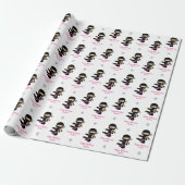 Ninja Gift Wrap Girl Pink Black Gepersonaliseerd Cadeaupapier (Uitgerold)
