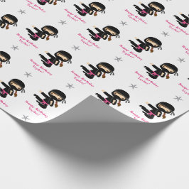 Ninja Gift Wrap Girl Pink Black Gepersonaliseerd Cadeaupapier