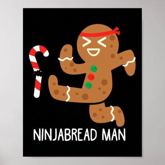 Ninja Gingerbread Man Karate Martial Arts Black St Poster (Voorkant)