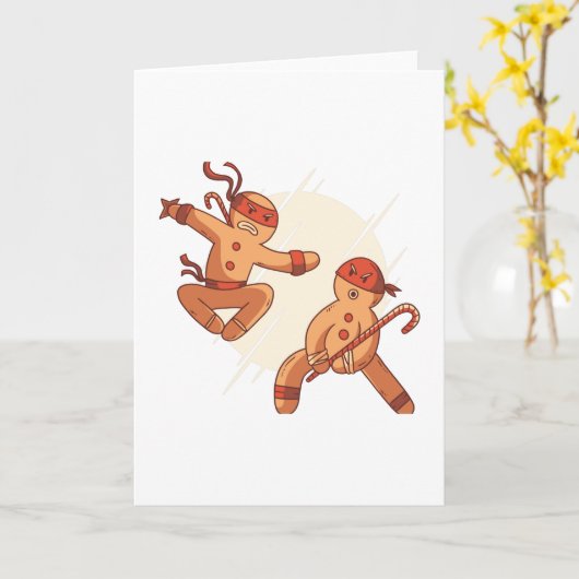 Ninja gingerbrood kaart (Gele Bloem)