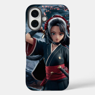Ninja Girl Art - Dynamische en felle krijger iPhone 16 Hoesje